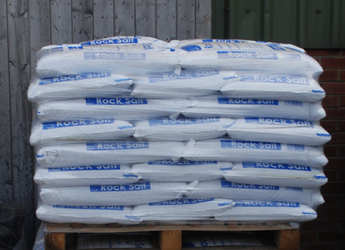 Pallet of 25kg Rock De-icing salt bags